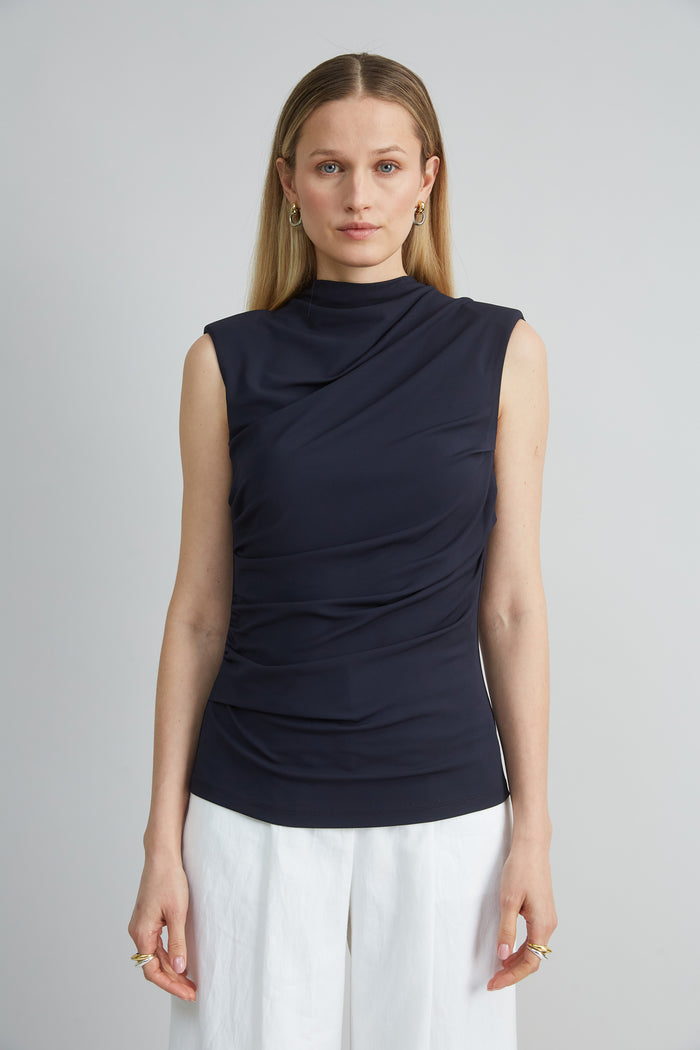 elie tahari Draped Jersey Knit INDIGO