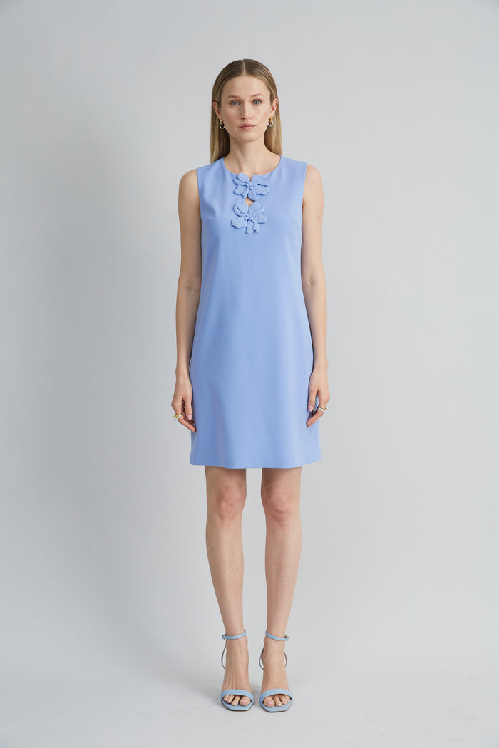 elie tahari Flower Shift Dress HORIZON BLUE