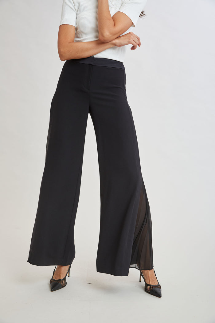 elie tahari Fluid Side Pleated Pant BLACK