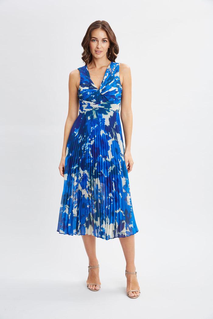 Elie Tahari Garden Printed Twist Midi Dress MULTI