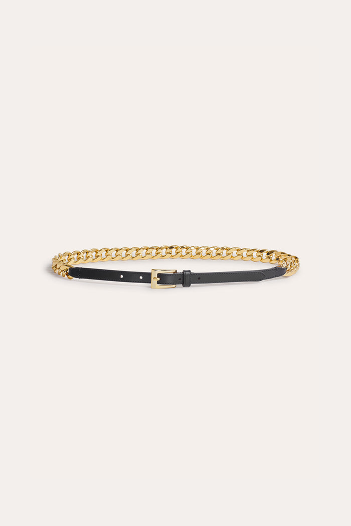 elie tahari Gold Chain Belt Black-Gold