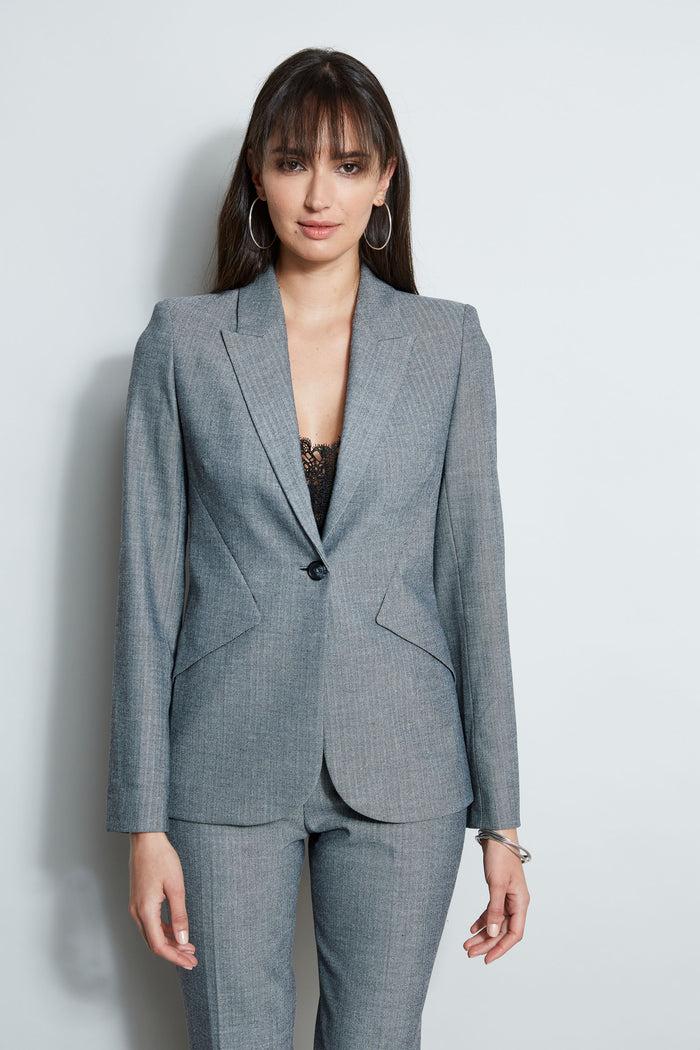 elie tahari Herringbone Panel Blazer MULTI