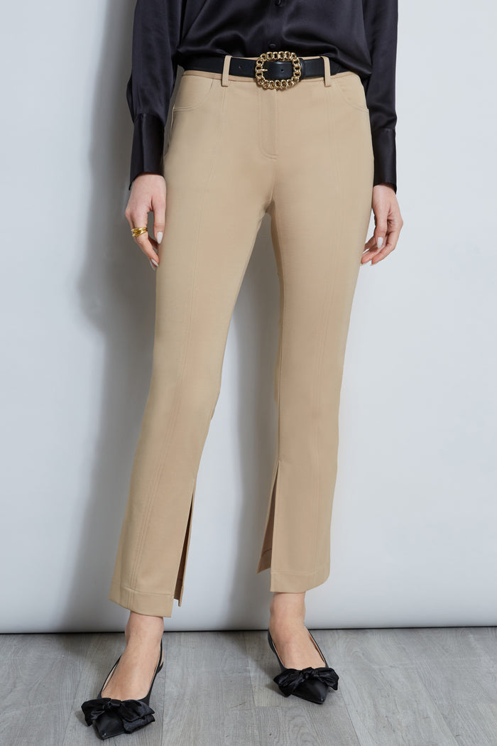 elie tahari Inseam Slit Ponte Pant SANDCASTLE