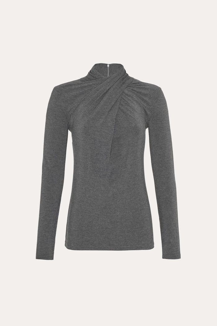 elie tahari Kaia Twist Knit CHARCOAL MELANGE