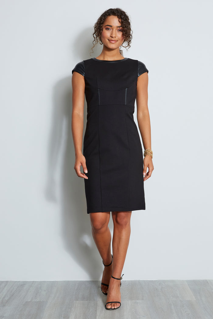 elie tahari Knit Vegan Dress BLACK