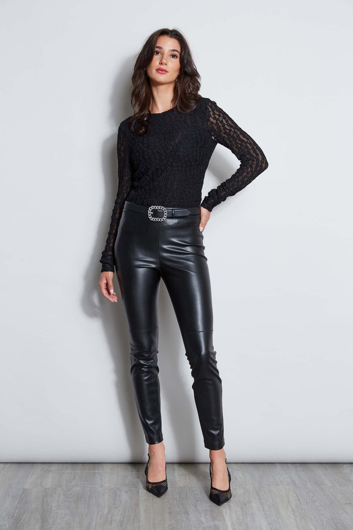Elie Tahari Lace Long Sleeve Knit BLACK