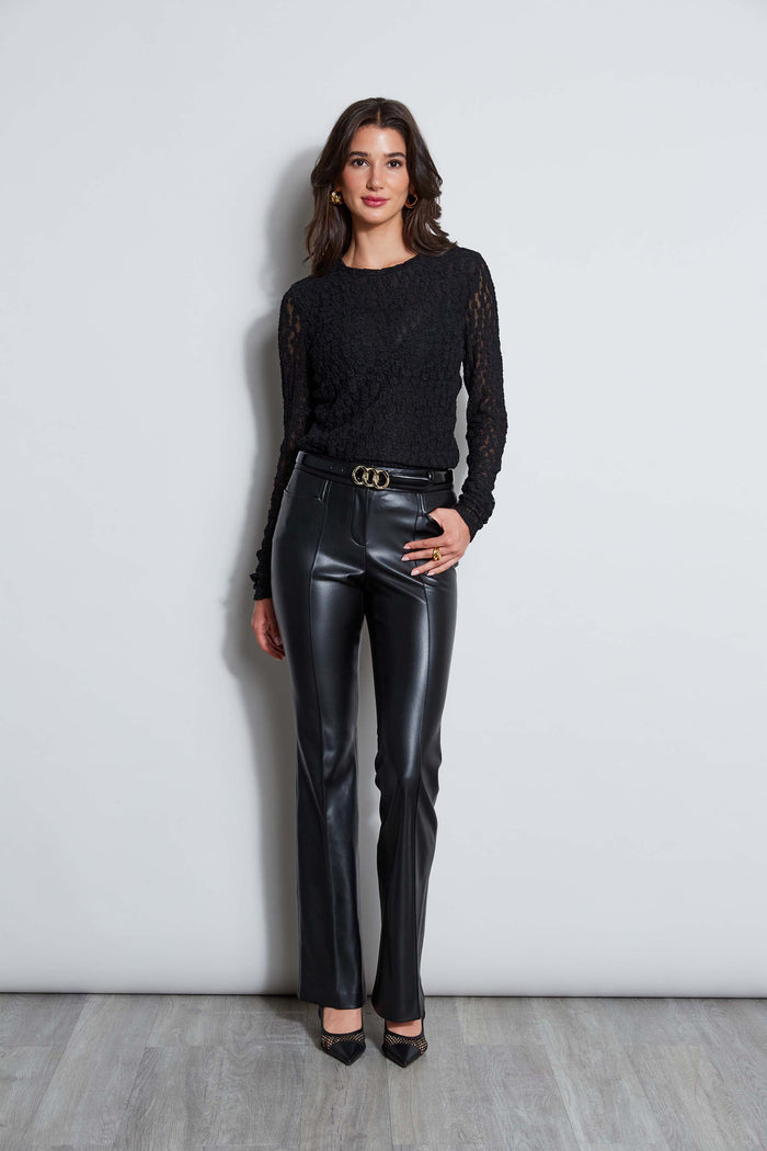 Elie Tahari Lace Long Sleeve Knit BLACK
