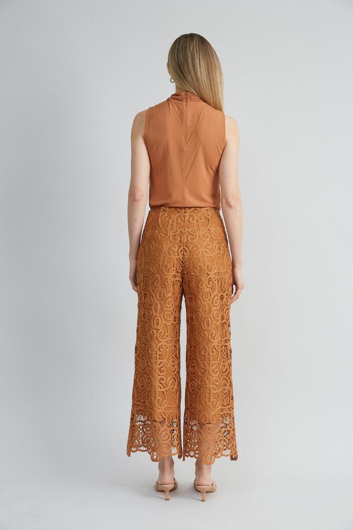 Elie Tahari Lace Palazzo Pant CARAMEL