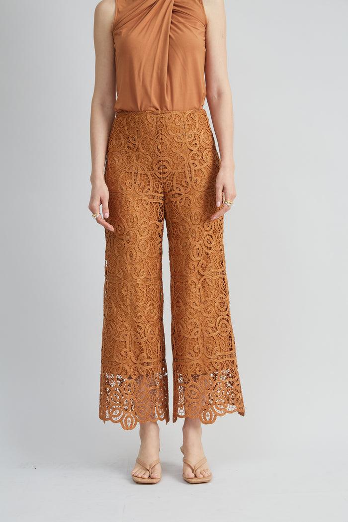 elie tahari Lace Palazzo Pant CARAMEL