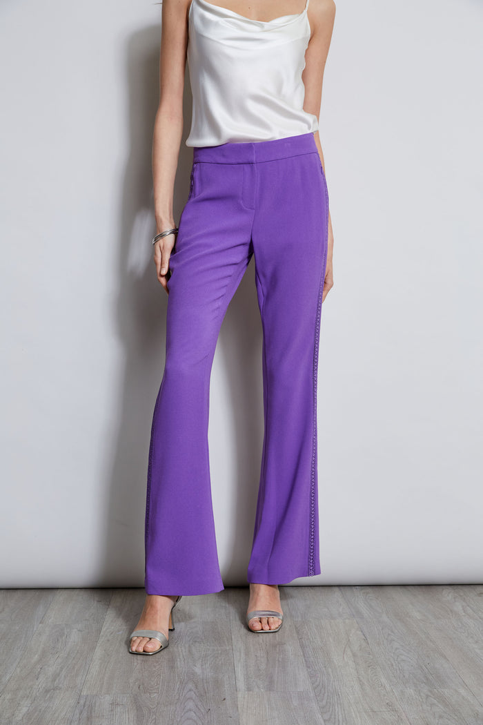 elie tahari Lace Trim Fit & Flare Pant VIOLET