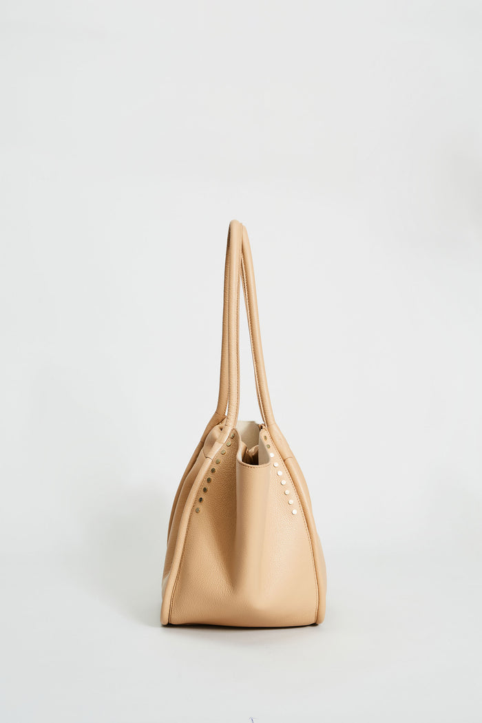 Elie Tahari Leather Stud Tote CARAMEL