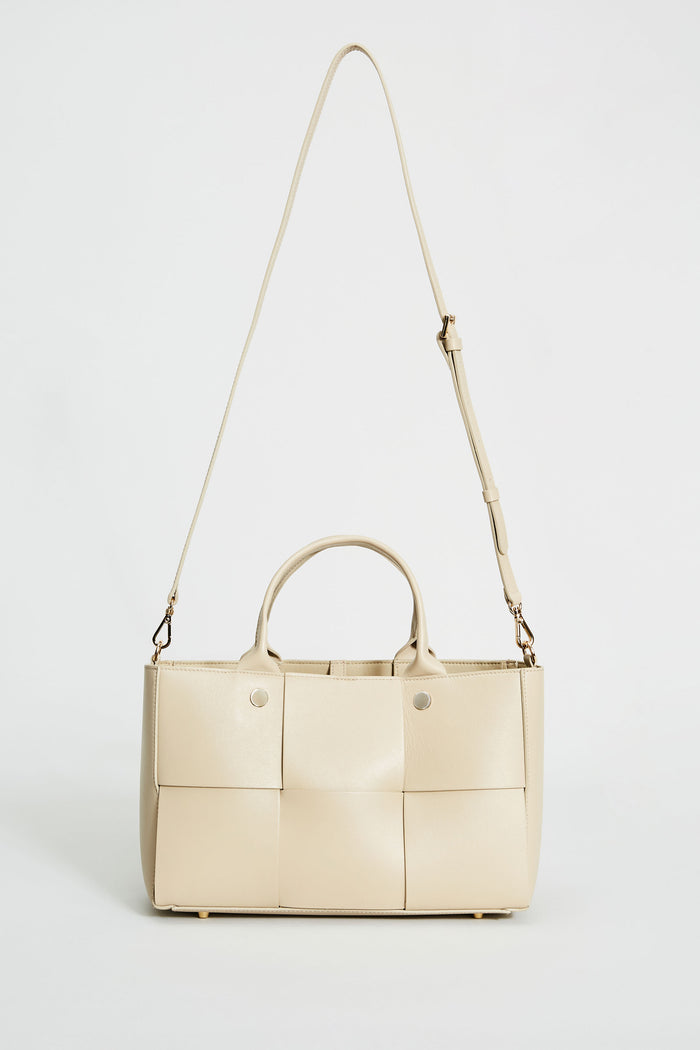Elie Tahari Leather Weave Handbag OYSTER