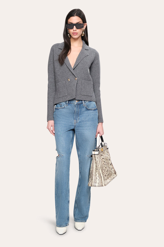 Elie Tahari Lily Knit Jacket CHARCOAL MELANGE