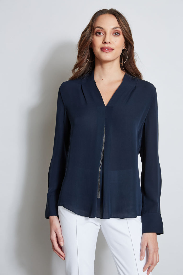 elie tahari Long Sleeve Chain Shirt STARGAZER