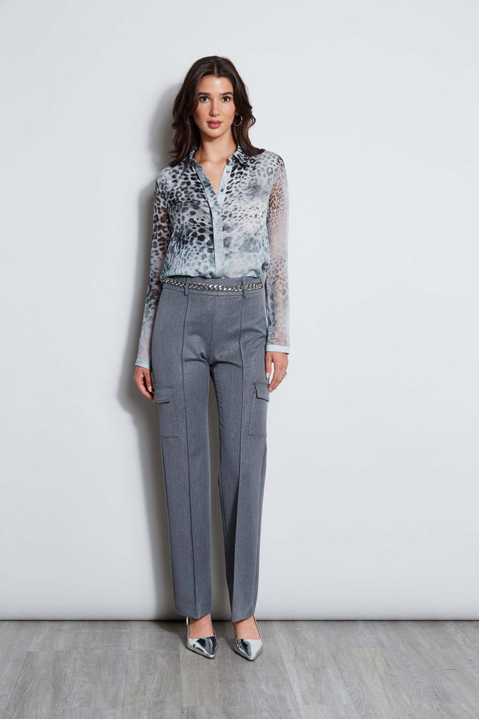 Elie Tahari Metallic Cargo Pant METALLIC GREY