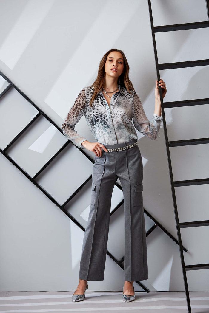 Elie Tahari Metallic Cargo Pant METALLIC GREY