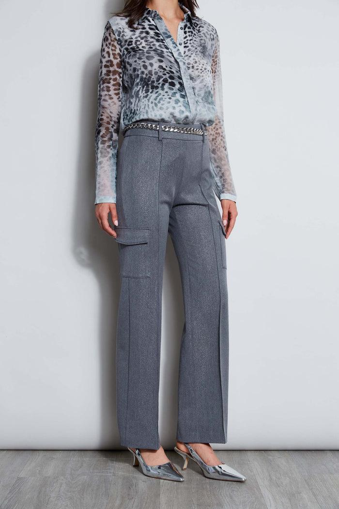 elie tahari Metallic Cargo Pant METALLIC GREY