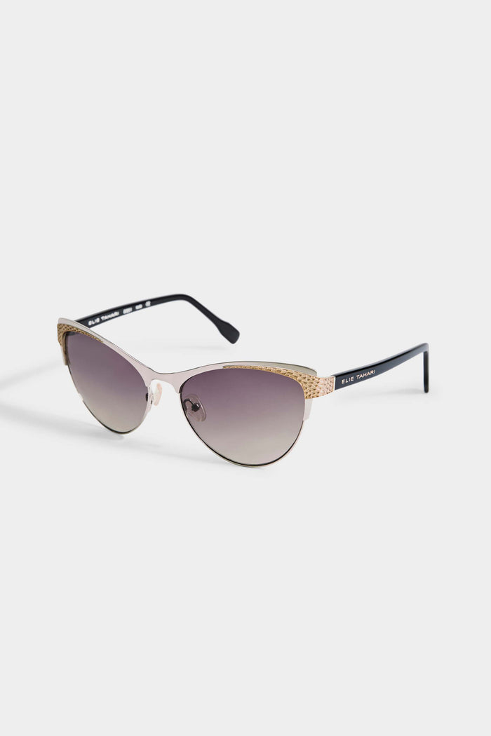 Elie Tahari Metallic Cateye Sunglasses SILVER GOLD