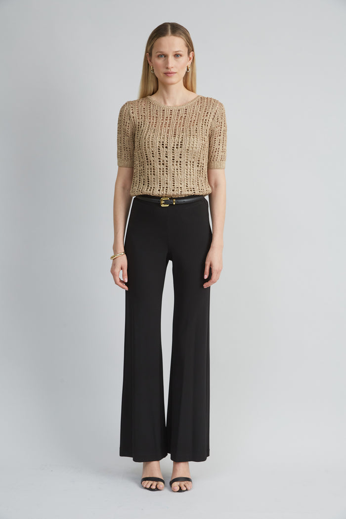 Elie Tahari Metallic Crochet Sweater ANTIQUE GOLD