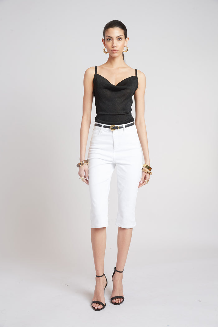 Elie Tahari Metallic Knit Cami BLACK