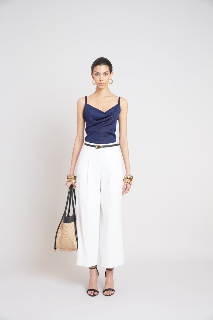 Elie Tahari Metallic Knit Cami GALAXY NAVY