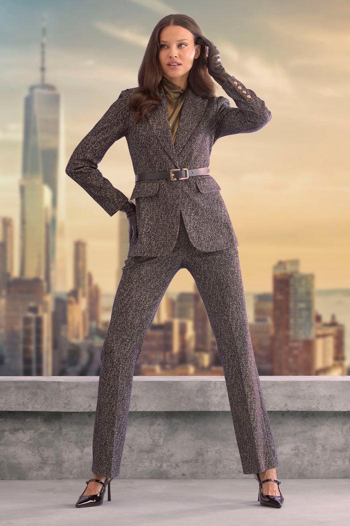Elie Tahari Metallic Tweed Blazer BLACK MULTI