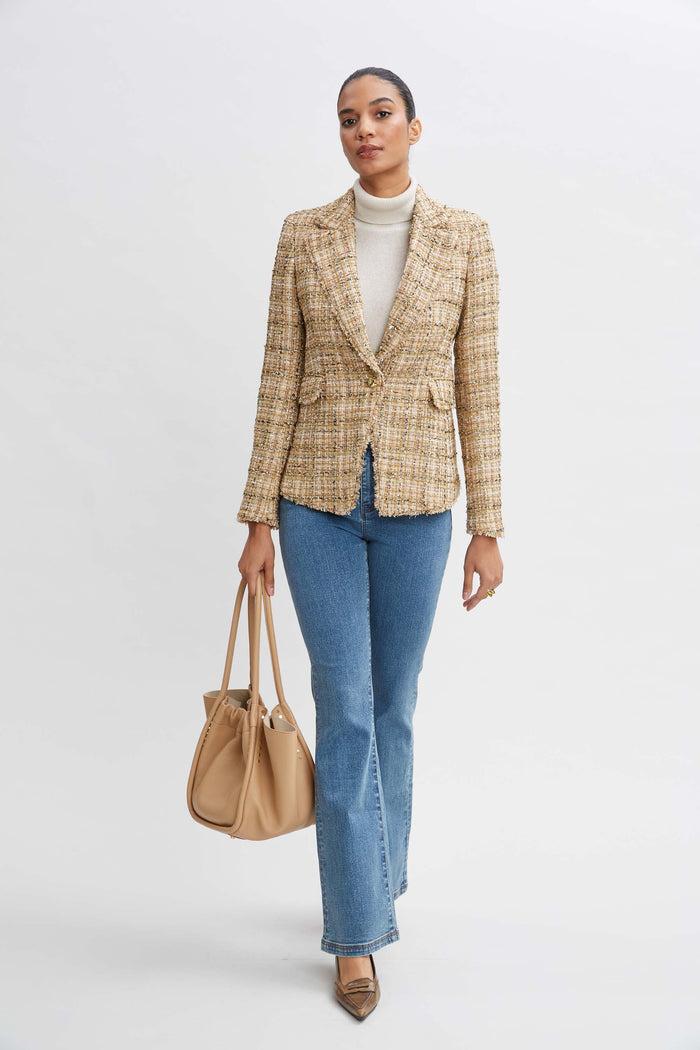 Elie Tahari Metallic Tweed Blazer GOLD MULTI