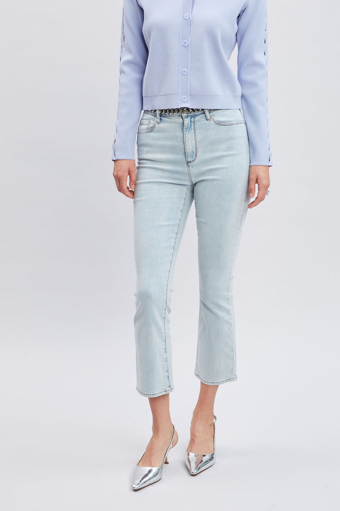 Elie Tahari Micro Flare Cropped Jeans LIGHT WASH