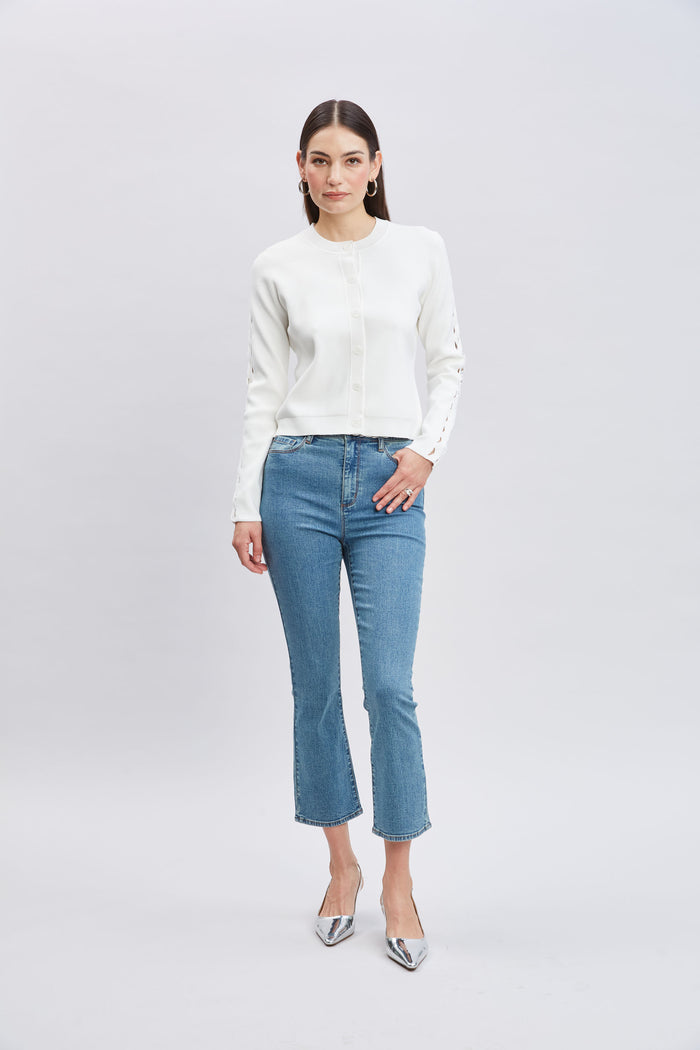 Elie Tahari Micro Flare Cropped Jeans MEDIUM WASH