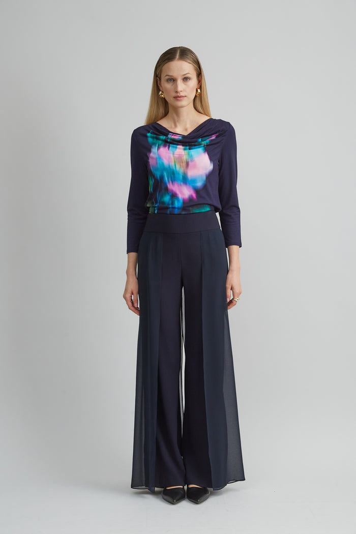 Elie Tahari Milano Draped Knit NAVY MULTI