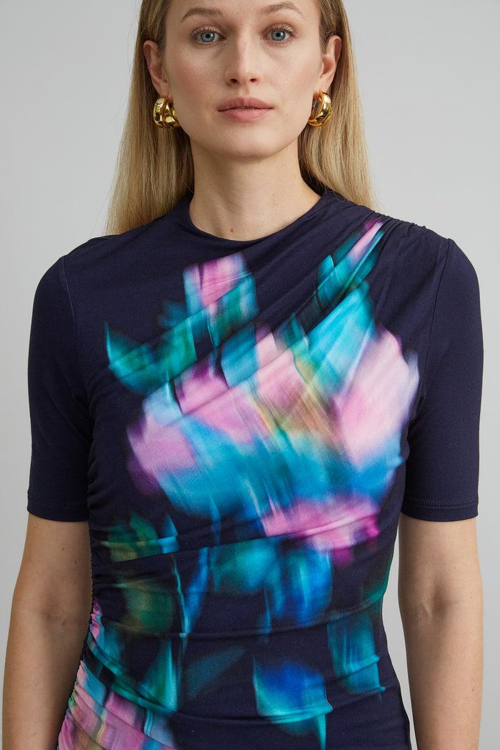 Elie Tahari Milano Jersey Dress NAVY MULTI