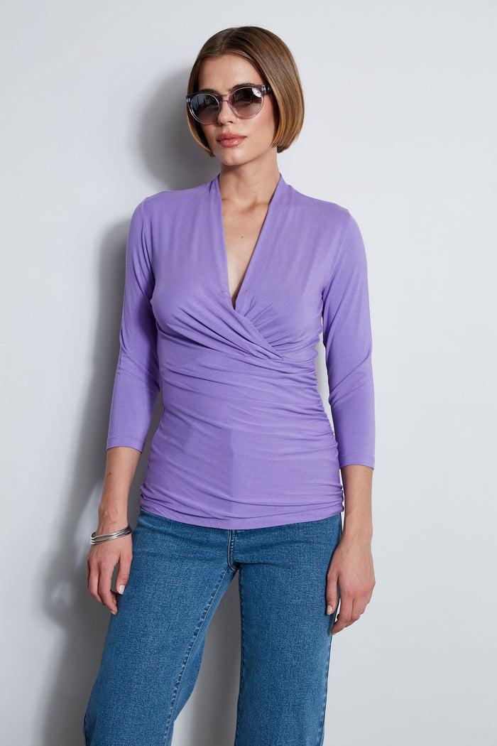 elie tahari Mock Wrap Knit GRAPE