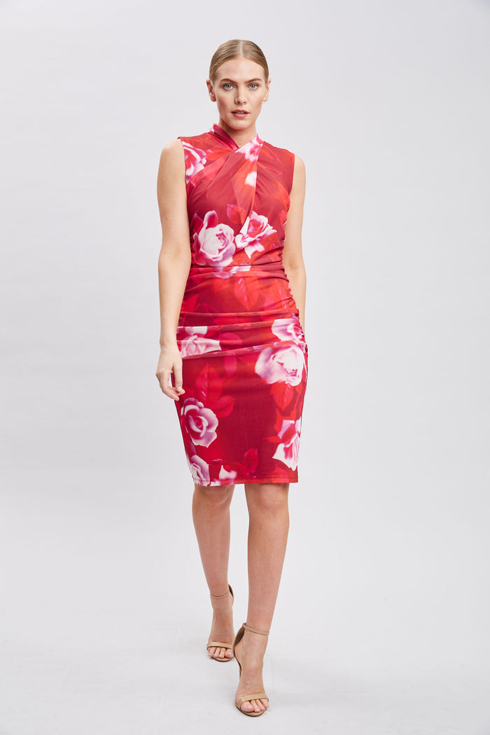Elie Tahari Moulin Rouge Twist Neck Dress MULTI