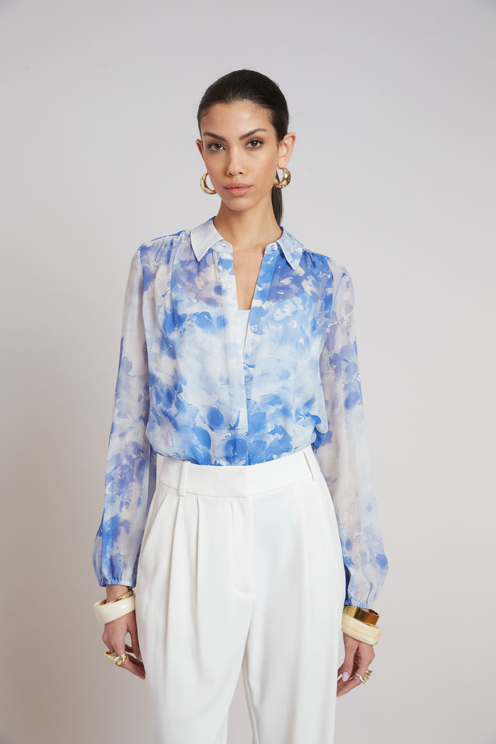 elie tahari Oceana Silk Shirt MULTI