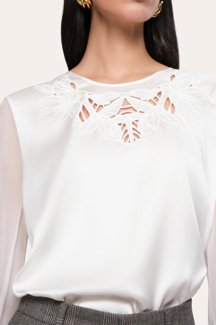 Elie Tahari Olivia Silk Blouse FRESH PEARL