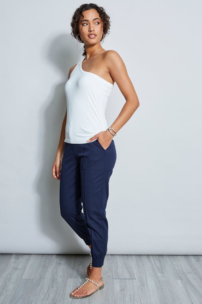 Elie Tahari One Shoulder Top Sky White