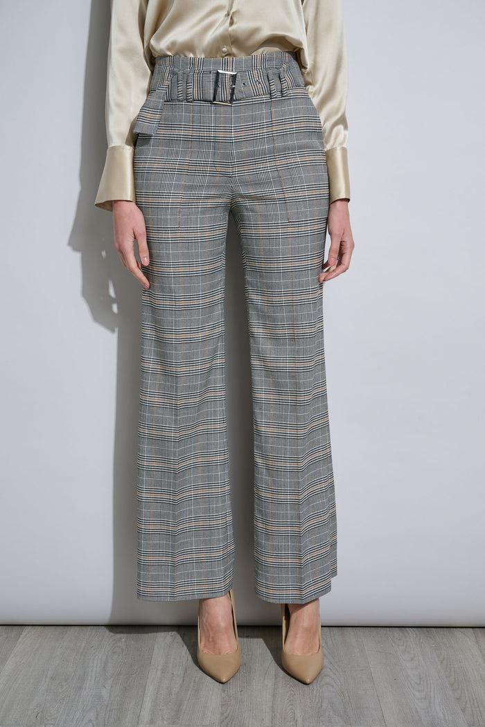 elie tahari Plaid Belted Pant ANGIE PLAID