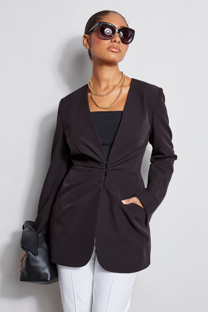elie tahari Pleat Detail Blazer NOIR