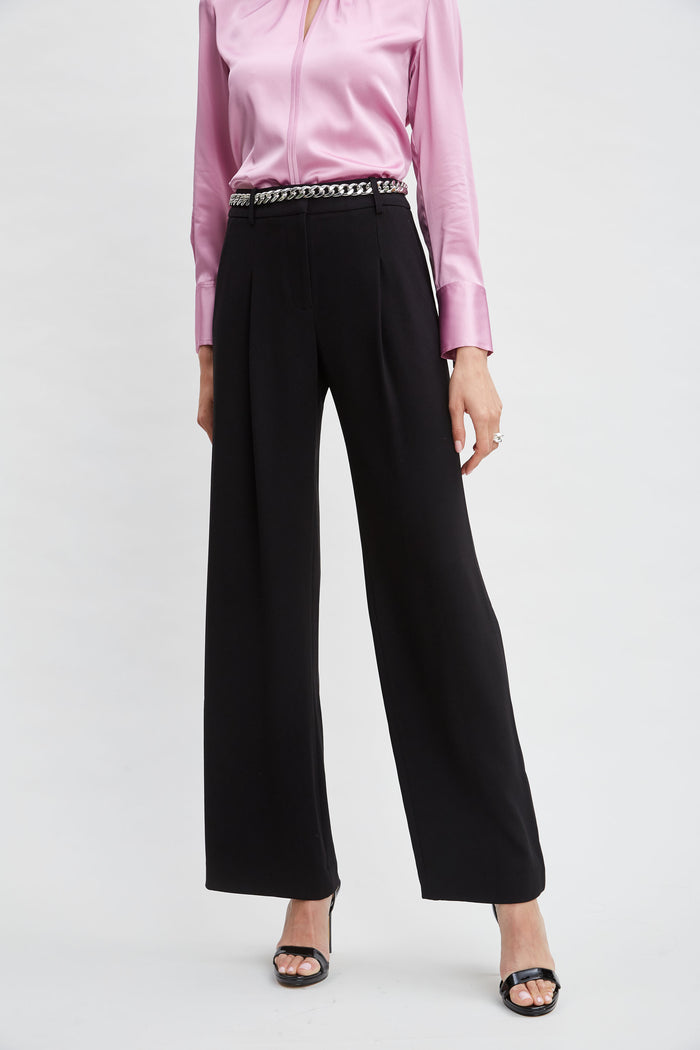 Elie Tahari Pleated Crepe Pant BLACK