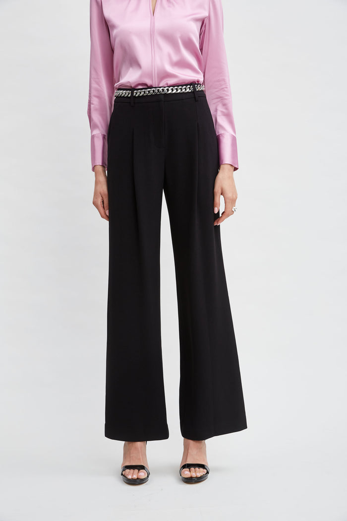 elie tahari Pleated Crepe Pant BLACK