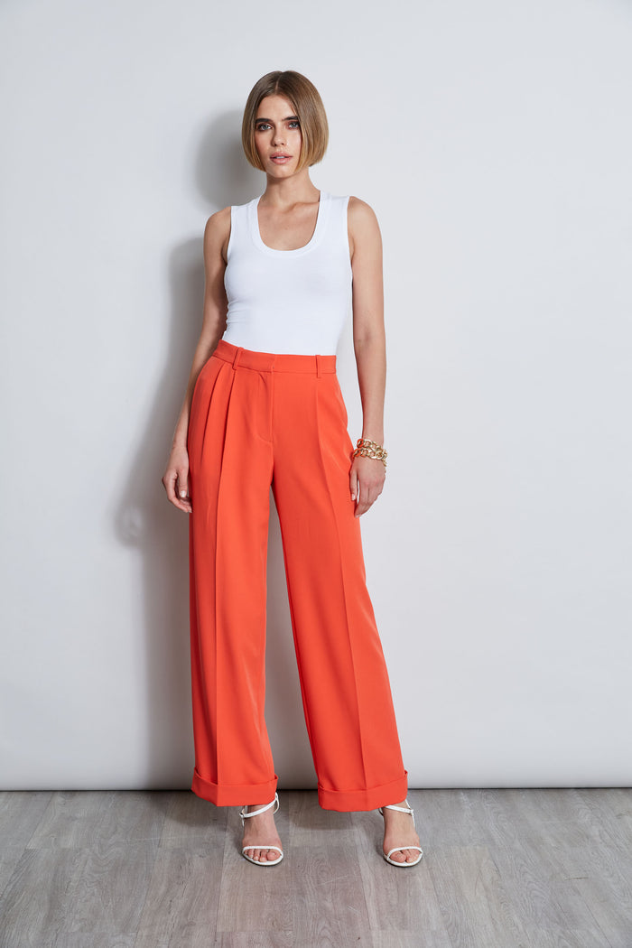 Elie Tahari Pleated Cuffed Pant JUPITER GLOW