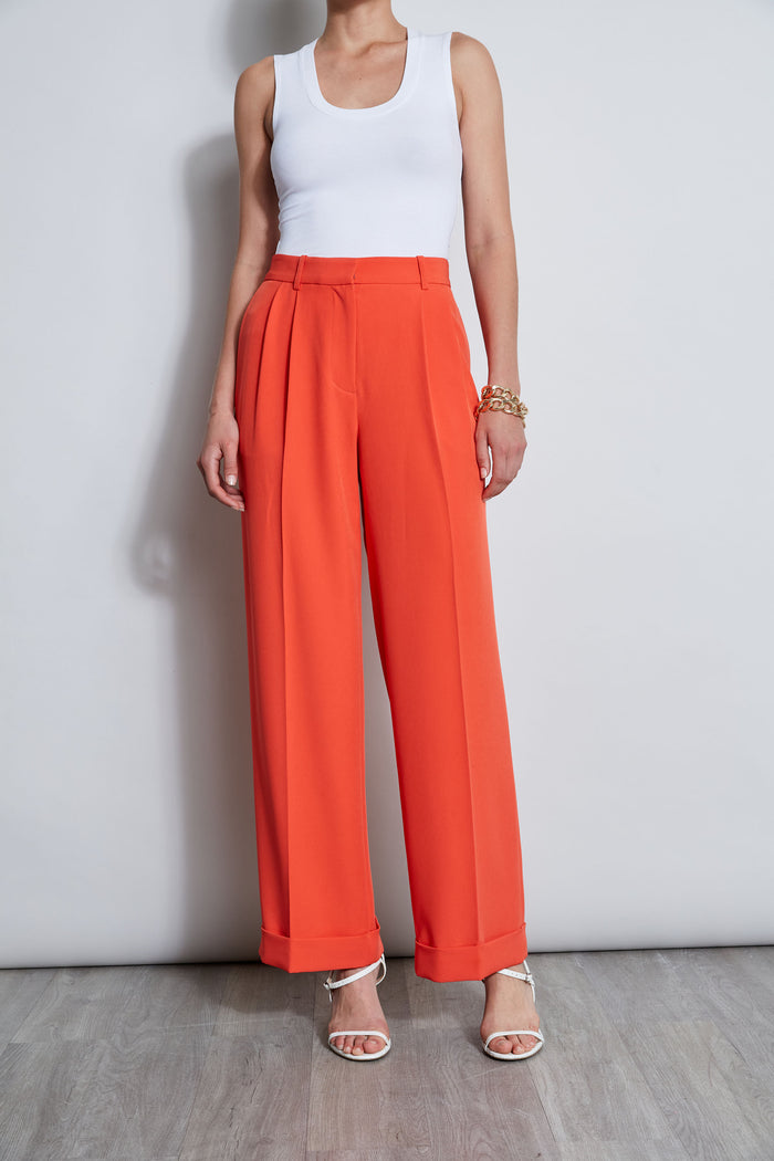 Elie Tahari Pleated Cuffed Pant JUPITER GLOW