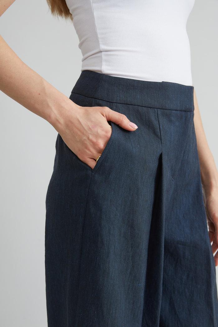 Elie Tahari Pleated Linen Pant STARGAZER