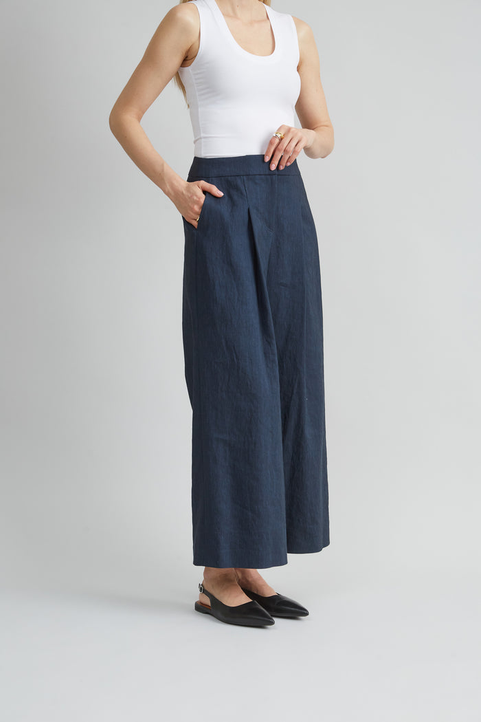 Elie Tahari Pleated Linen Pant STARGAZER
