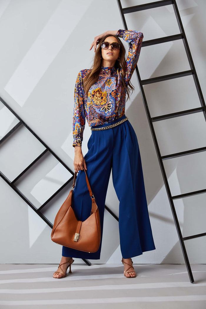 Elie Tahari Pleated Wide Leg Pant TWILIGHT