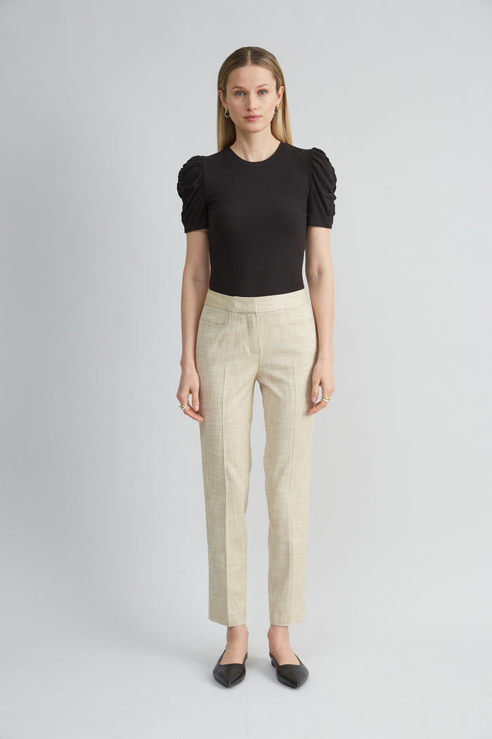 Elie Tahari Puff Sleeve Rib Knit BLACK
