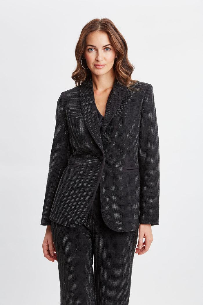 elie tahari Rhinestone Embellished Blazer Noir