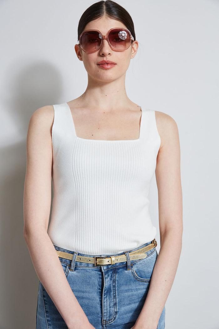 elie tahari Rib Detail Sweater Tank FOAM
