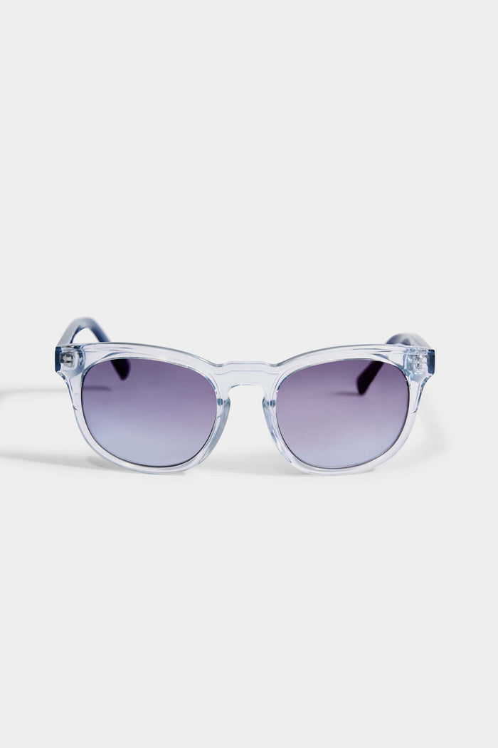elie tahari Round Acetate Sunglasses CLEAR BLUE