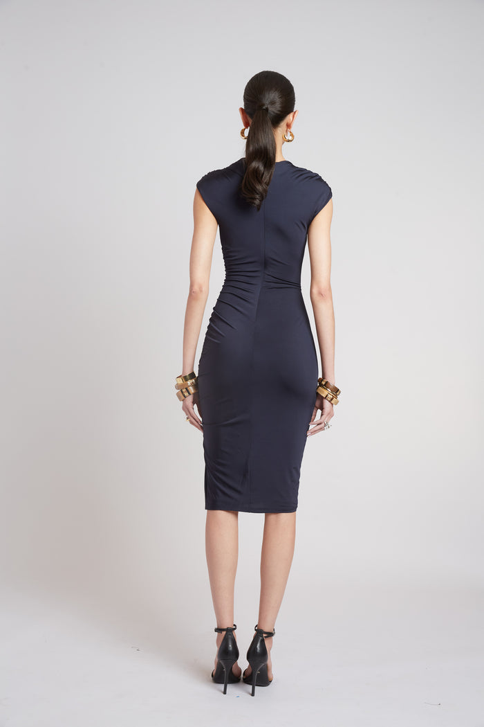 Elie Tahari Ruched Jersey Dress INDIGO